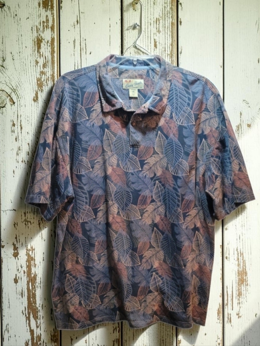 CRAZY SHIRTS Sz-XXL Men's HAWAIIAN POLO Blue And Coral Color